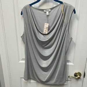 Silver Sleeveless Drape Top NEW, Size 14/16
